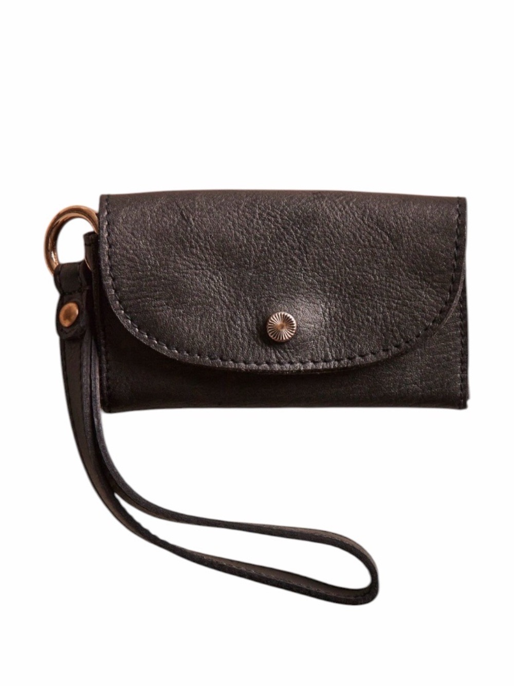 Free People Black Leather Bag Lanyard/Coin Purse/Wristlet NWT